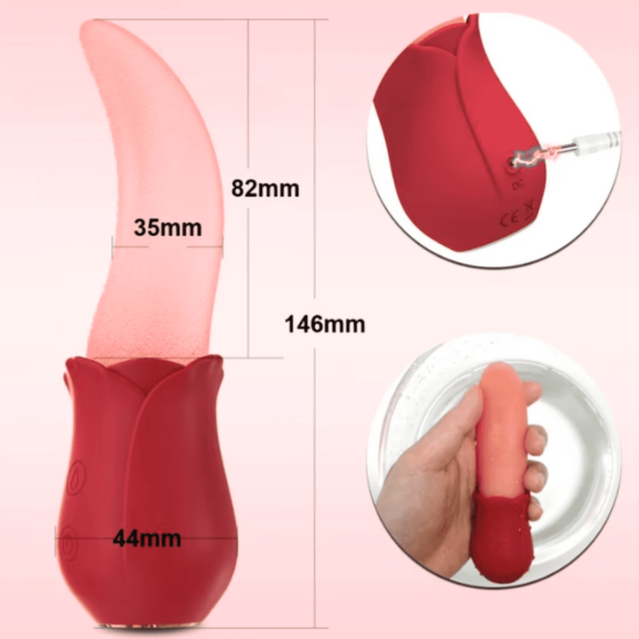 Rosa Vibradora con Lengua LickMe Recargable USB-4