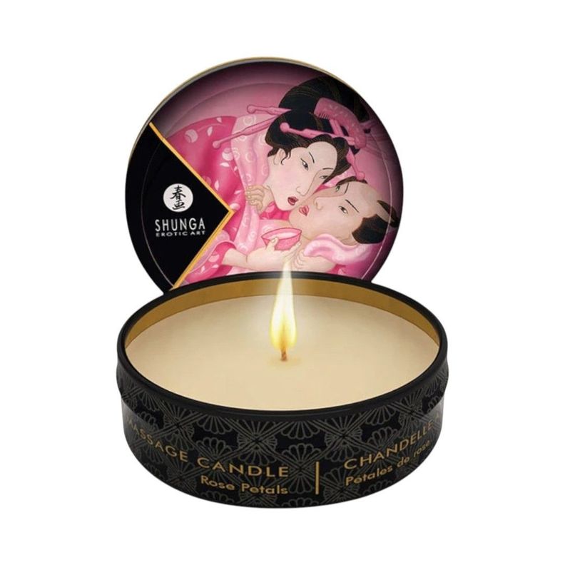 Mini Vela con Aceite para Masajes Pétalos de Rosa 30 ml-1