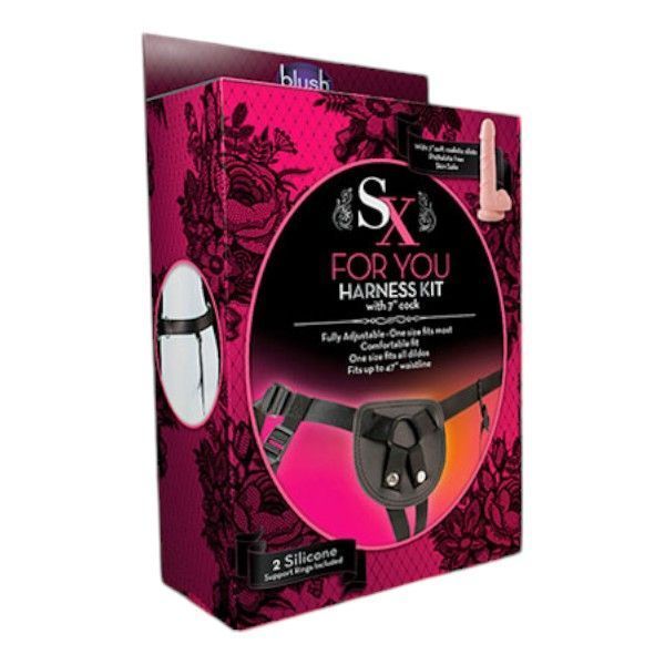 Arnés con Consolador Realístico y 2 Anillos de Soporte Extra-4