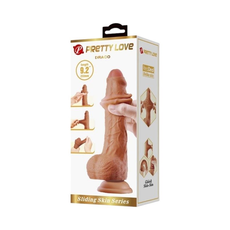 Consolador Realístico Piel Deslizable Draco 233 mm Mulato-5