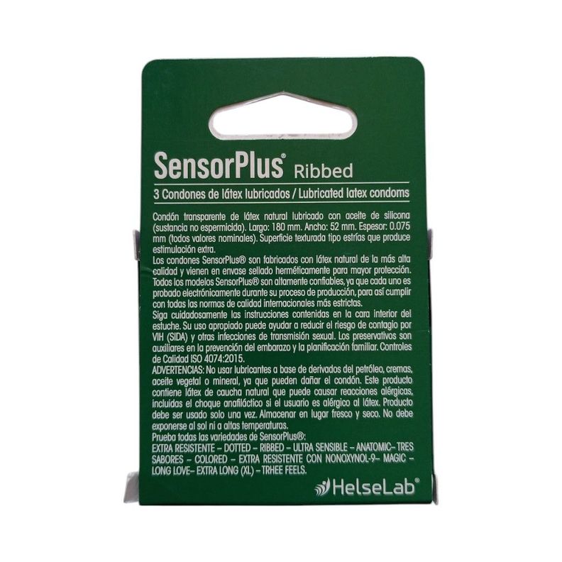 Preservativos Sensor Plus Ribbed 3 Un-1