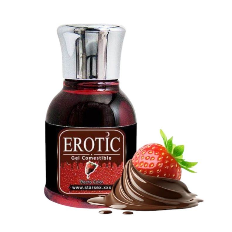 Gel Comestible Erotic Frutilla Chocolate 30 ml para Masajes y Sexo Oral-0