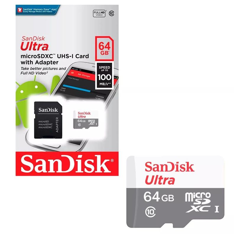 Tarjeta De Memoria Sandisk Ultra Con Adaptador SD 64GB-1