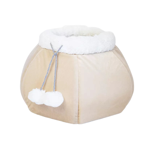 Casa Cama De Gato Tipo Canasto Khaky - Indeformable Acolchado-0