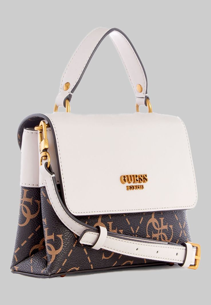 Mini Cartera Guess Berta Mini Top Handle Flap Bwe Café-1