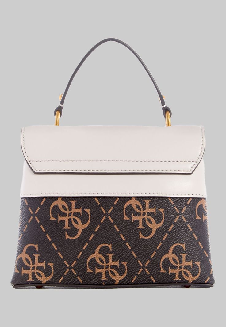 Mini Cartera Guess Berta Mini Top Handle Flap Bwe Café-2
