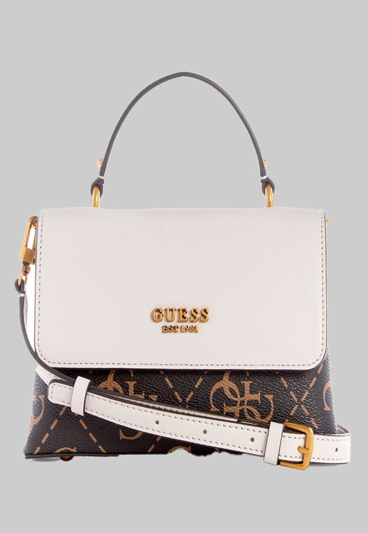 Mini Cartera Guess Berta Mini Top Handle Flap Bwe Café-0