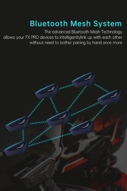 Manos Libres Freedconn FX pro para Casco Moto IP67 Intercomunicador Mesh 6 vías-4