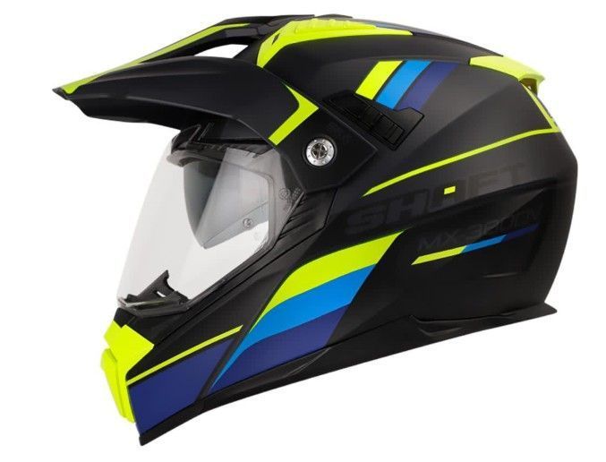 Casco Moto Shaft MX-380 Multiproposito Dots Azul Navy Amarillo-0