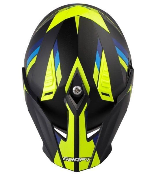 Casco Moto Shaft MX-380 Multiproposito Dots Azul Navy Amarillo-2
