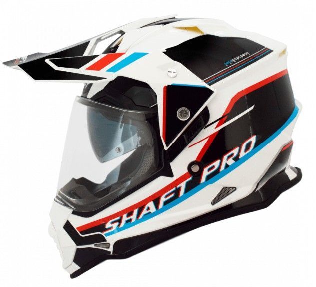 Casco Moto Shaft Pro Mx-370dv Multipropósito Tourismo bl rj-az Sun Visor Norma Europea Ecer-2205-0