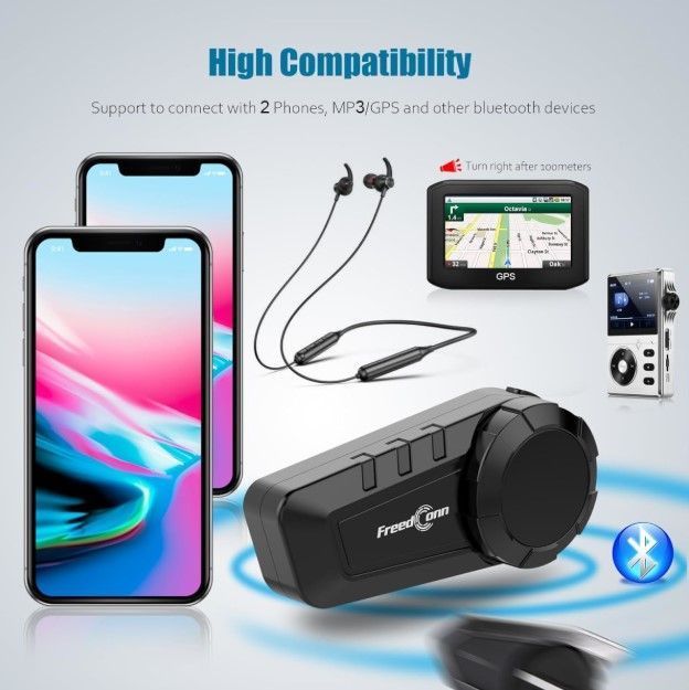 Manos Libres Freedconn KY pro Para Casco Moto IP65 Intercomunicador 6 vías-1