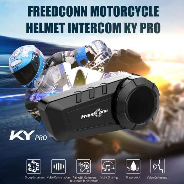 Manos Libres Freedconn KY pro Para Casco Moto IP65 Intercomunicador 6 vías-6