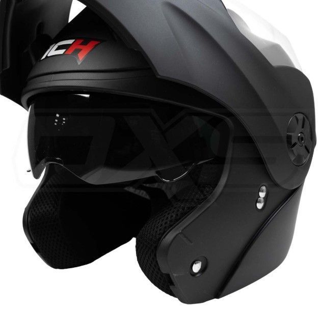 Casco moto ich 3110 solid n.m abatible con sun visor certificación dot 3cv-2