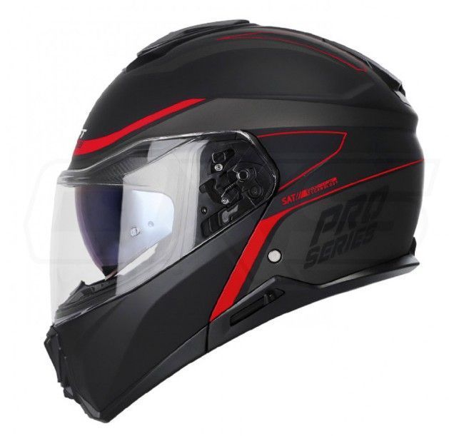 Casco Moto Shaft pro 4100dv Abatible Legend Negro Rojo Sun Visor-0