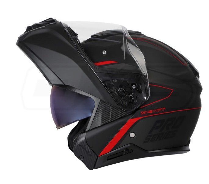 Casco Moto Shaft pro 4100dv Abatible Legend Negro Rojo Sun Visor-1