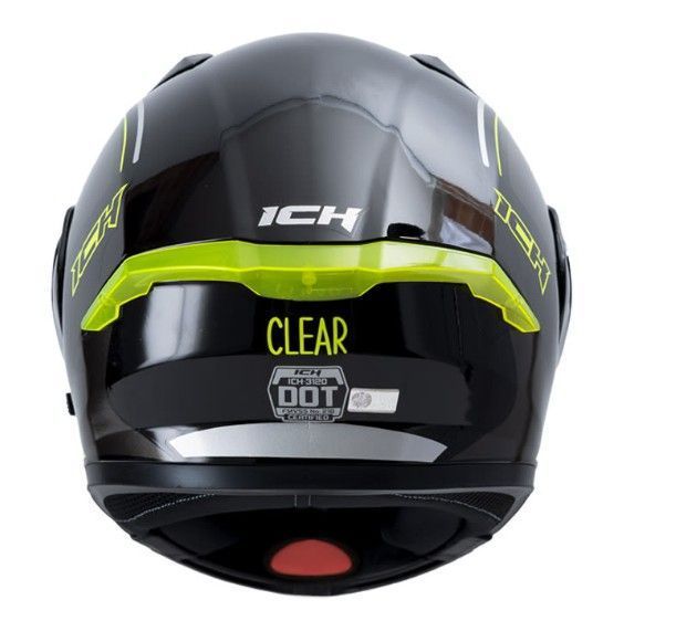 Casco Moto Ich 3120 Clear Amarillo Negro Abatible Con Sun Visor Certificación dot 3cv-1