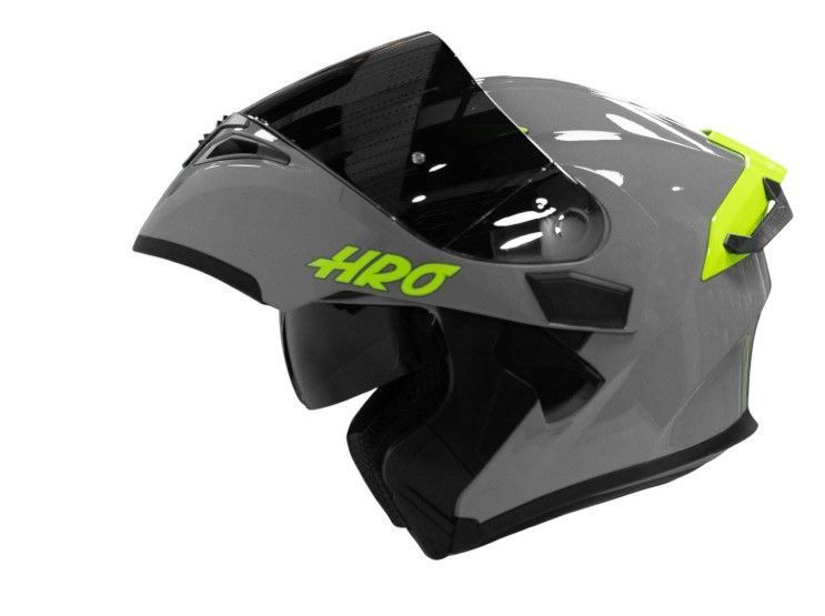 Casco Moto Hro 3400dv solid gris brillo Abatible Sun Visor Certificación Dot-0