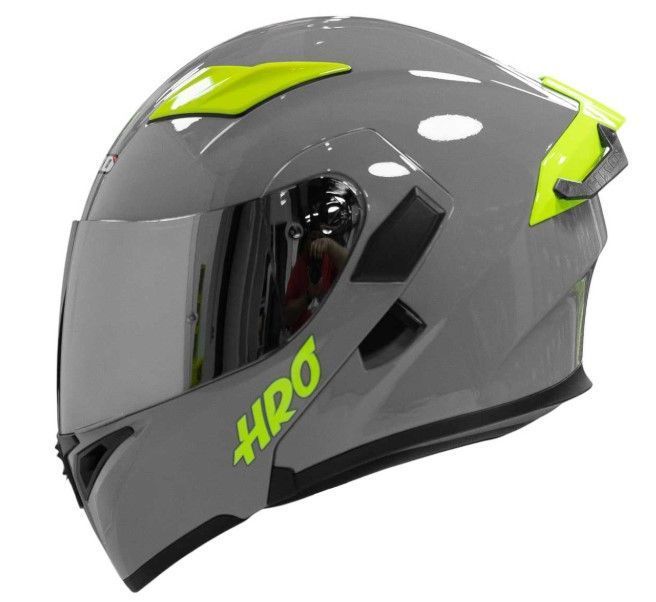 Casco Moto Hro 3400dv solid gris brillo Abatible Sun Visor Certificación Dot-1