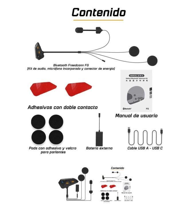 Manos libres para casco moto freedconn fg bluetooth e intercomunicador-1