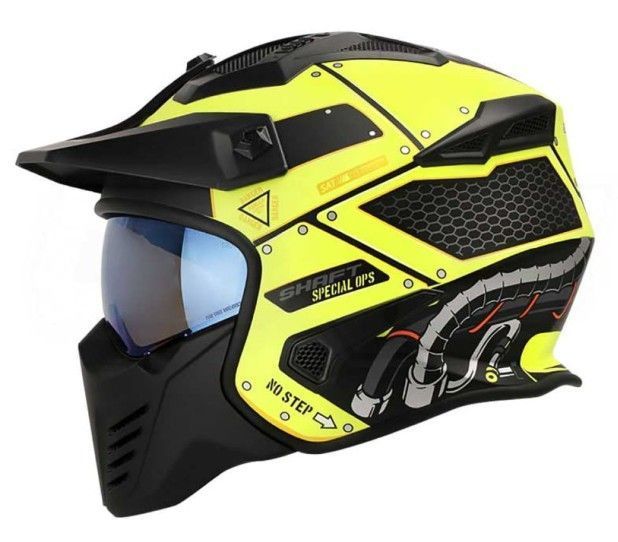 Casco Moto Shaft 225 Pilot Undercover Amarillo n ir.az abierto con mascara removible-0