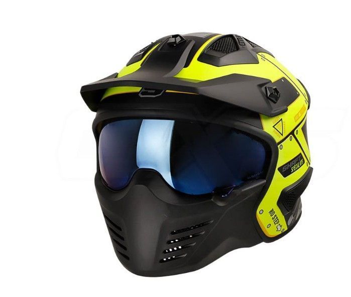 Casco Moto Shaft 225 Pilot Undercover Amarillo n ir.az abierto con mascara removible-1