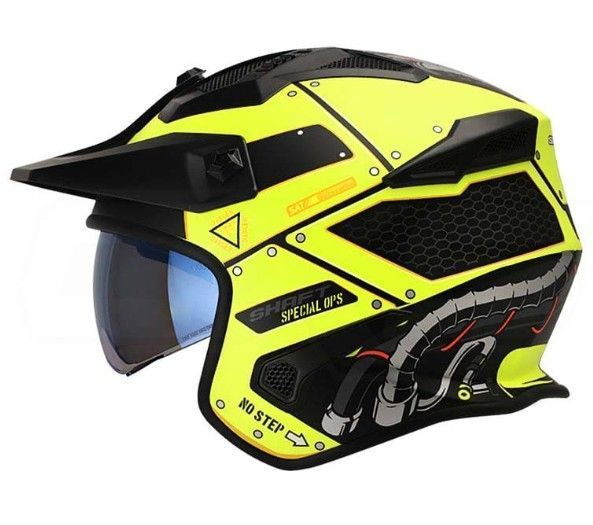 Casco Moto Shaft 225 Pilot Undercover Amarillo n ir.az abierto con mascara removible-2