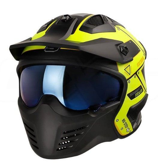 Casco Moto Shaft 225 Pilot Undercover Amarillo n ir.az abierto con mascara removible-3