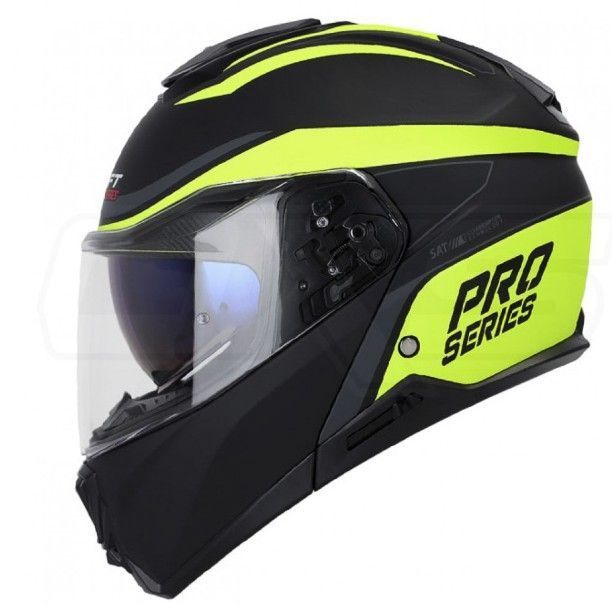 Casco Moto Shaft Pro 4100dv Abatible Legend Negro Mate Amarillo Sun Visor-3
