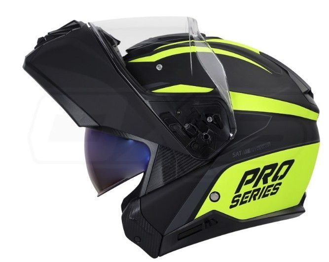 Casco Moto Shaft Pro 4100dv Abatible Legend Negro Mate Amarillo Sun Visor-4
