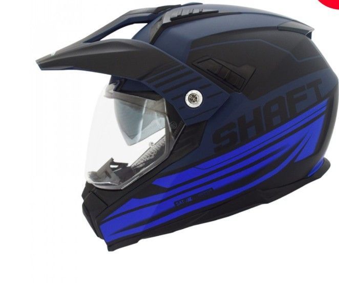 Casco Moto Shaft mx-380 Multipropósito Faded Az.Vay.M Az Con Sun Visor Norma Ecer-0
