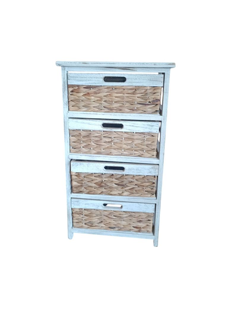 GABINETE CUATRO CAJONES BLANCO CON TEJIDO DE MAIZ NATURAL-2