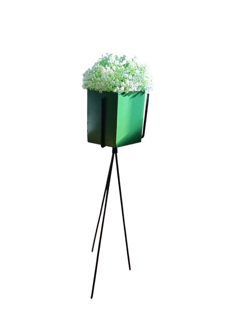 MACETA PLANTA METAL CON SOPORTE METALICO 68 Cm-0