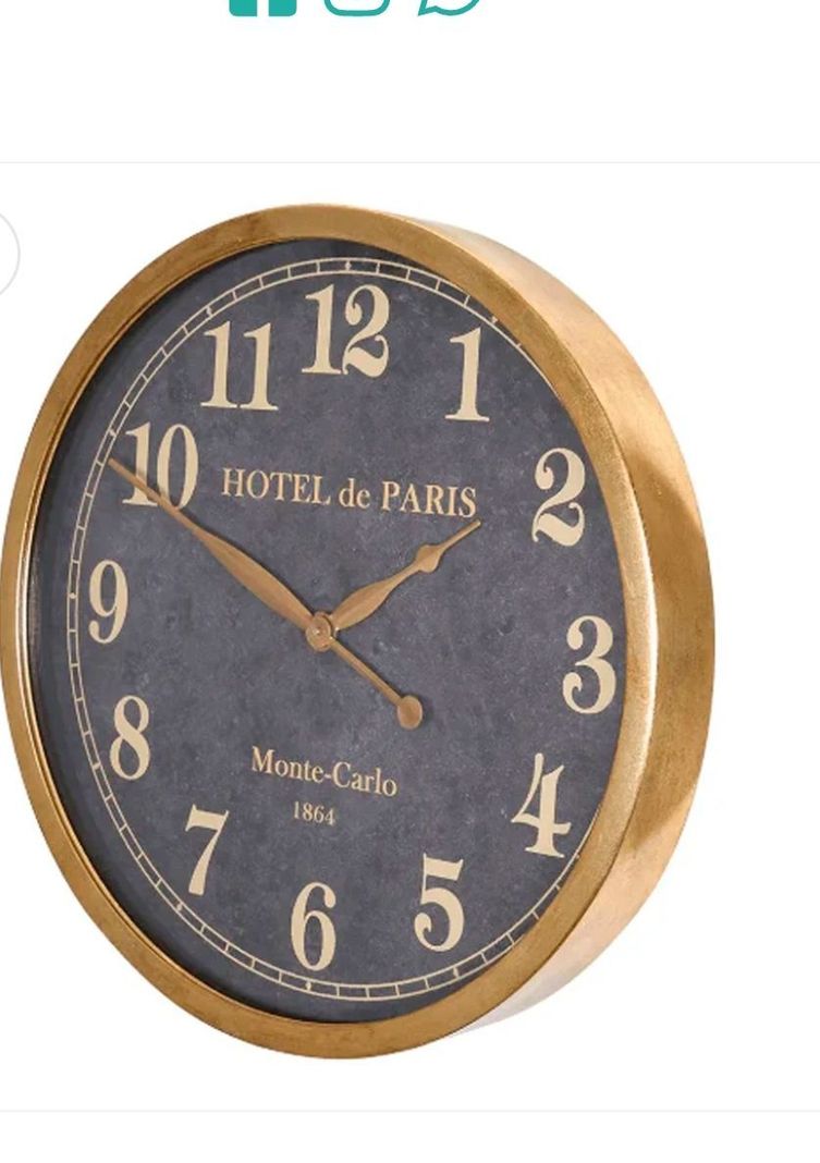 RELOJ PARED VINTAGE ELEGANTE NEGRO CON DORADO 61CM-0