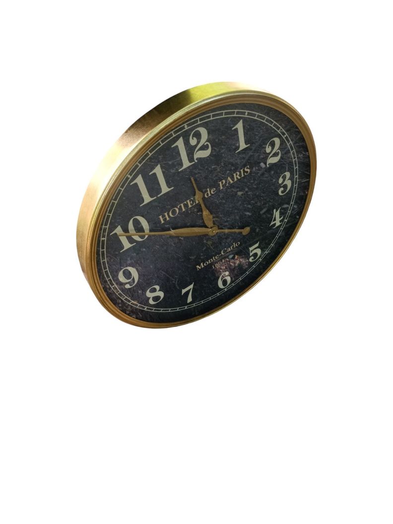 RELOJ PARED VINTAGE ELEGANTE NEGRO CON DORADO 61CM-2
