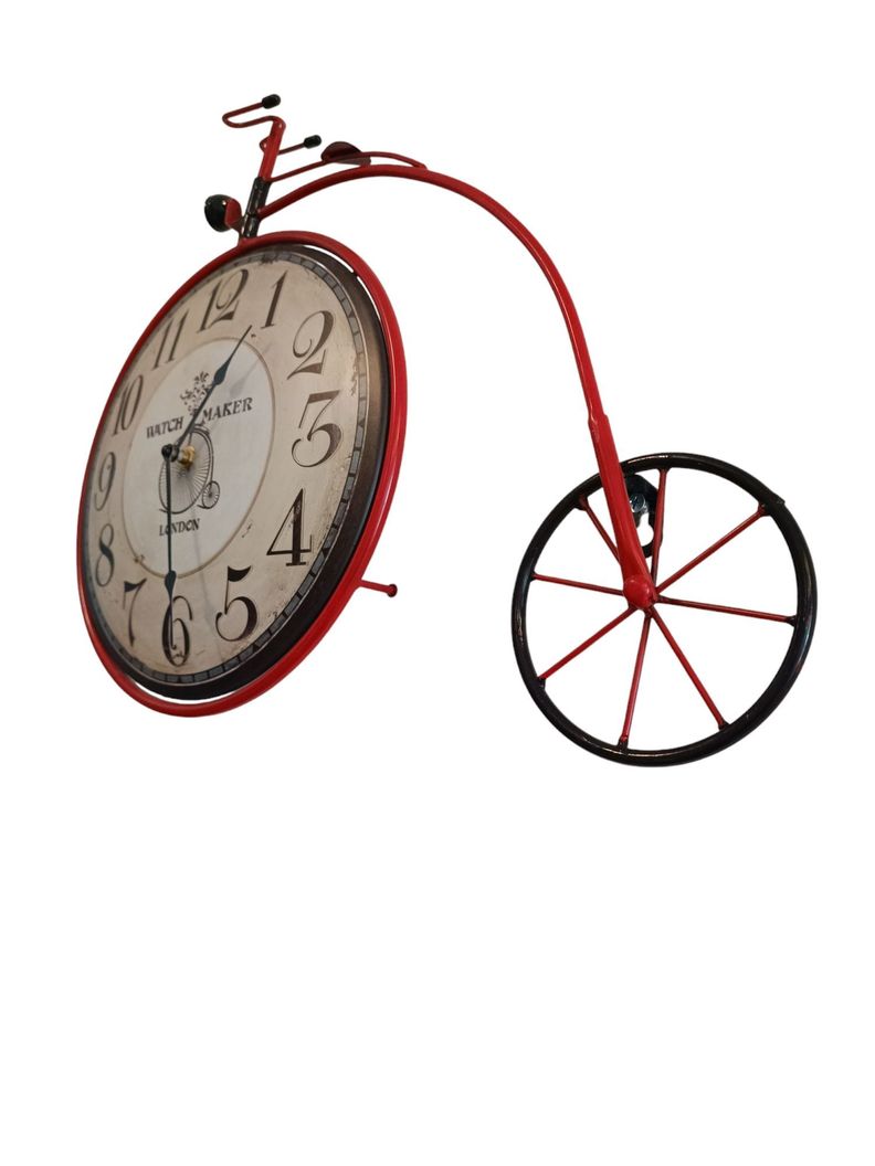 RELOJ PARED VINTAGE DISEÑO BICICLETA ROJO -1
