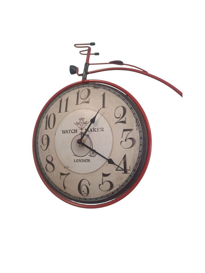 RELOJ PARED VINTAGE DISEÑO BICICLETA ROJO -2