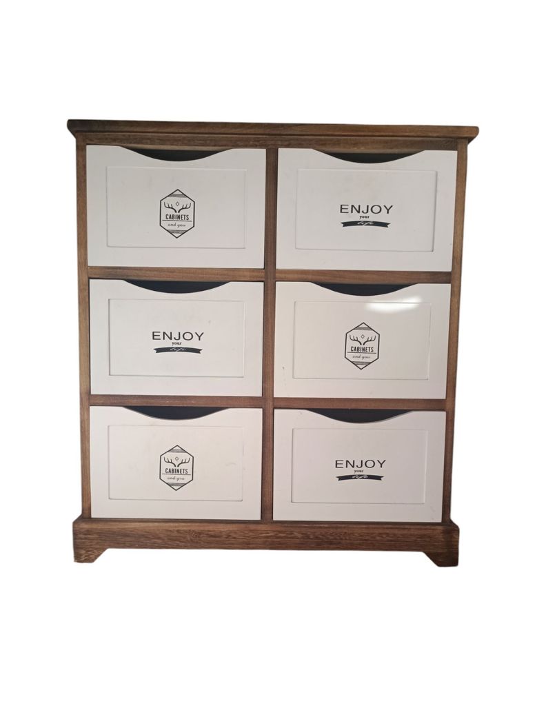 GABINETE MADERA CAJONERA 6 CAJONES BLANCO MADERA-0