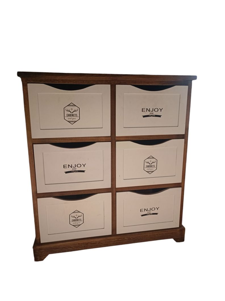 GABINETE MADERA CAJONERA 6 CAJONES BLANCO MADERA-1
