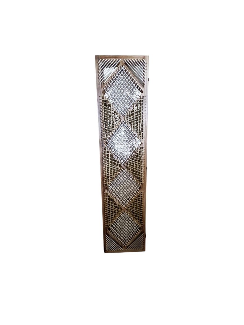 BIOMBO SEPARADOR DE AMBIENTE MADERA 4 CUERPOS TEJIDO MACRAME -2