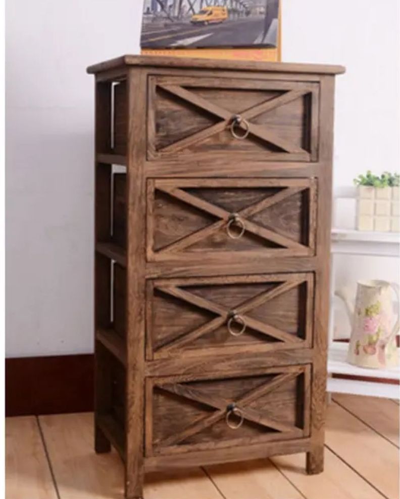 CAJONERA COMODA 4 CAJONES CAFE DE MADERA-0