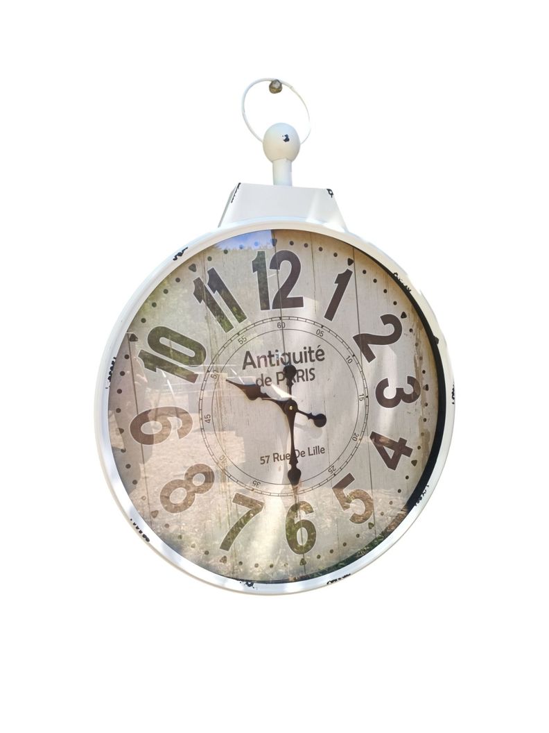 RELOJ PARED METAL VINTAGE BLANCO 60 CM -1