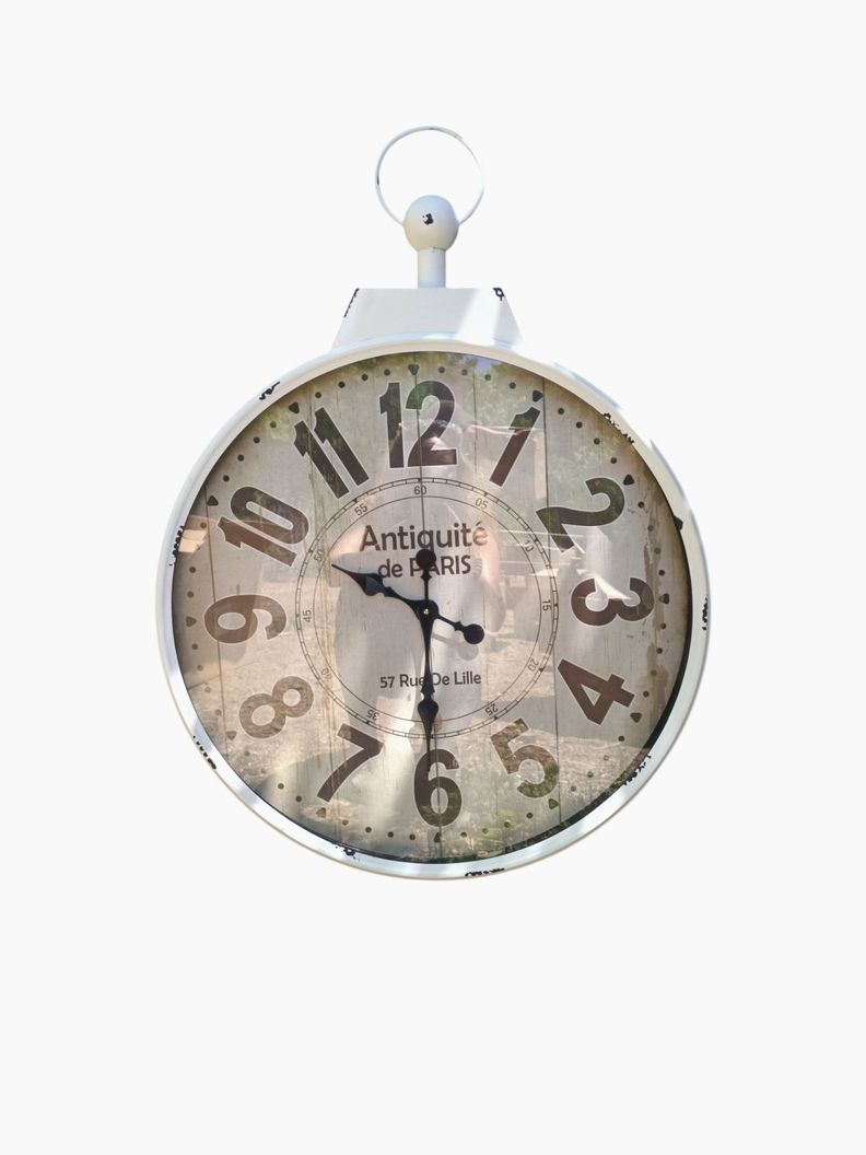RELOJ PARED METAL VINTAGE BLANCO 60 CM -0