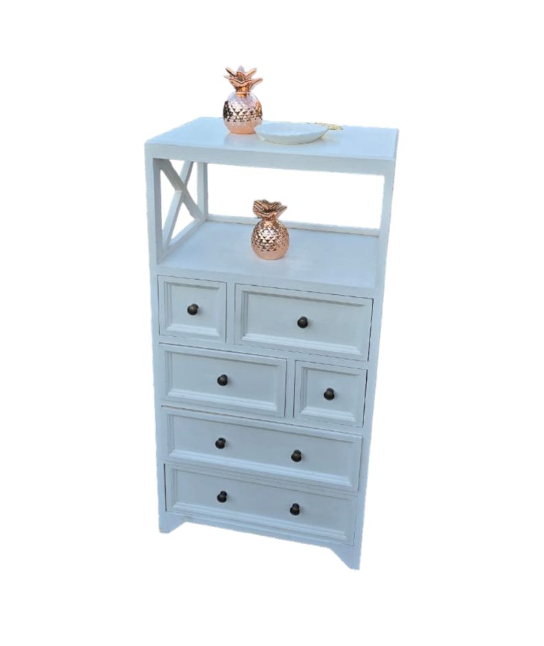MUEBLE CAJONERA MADERA SHABBY CHIC BLANCO -0