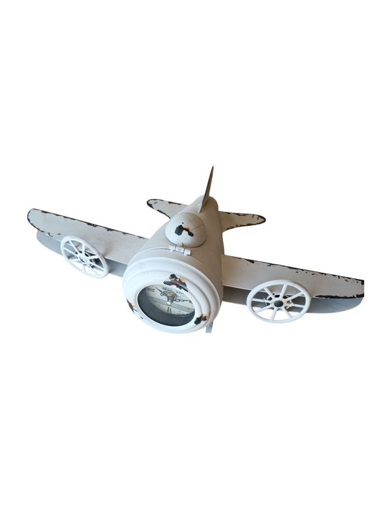 RELOJ SOBRE MESA AVION VINTAGE BLANCO-1