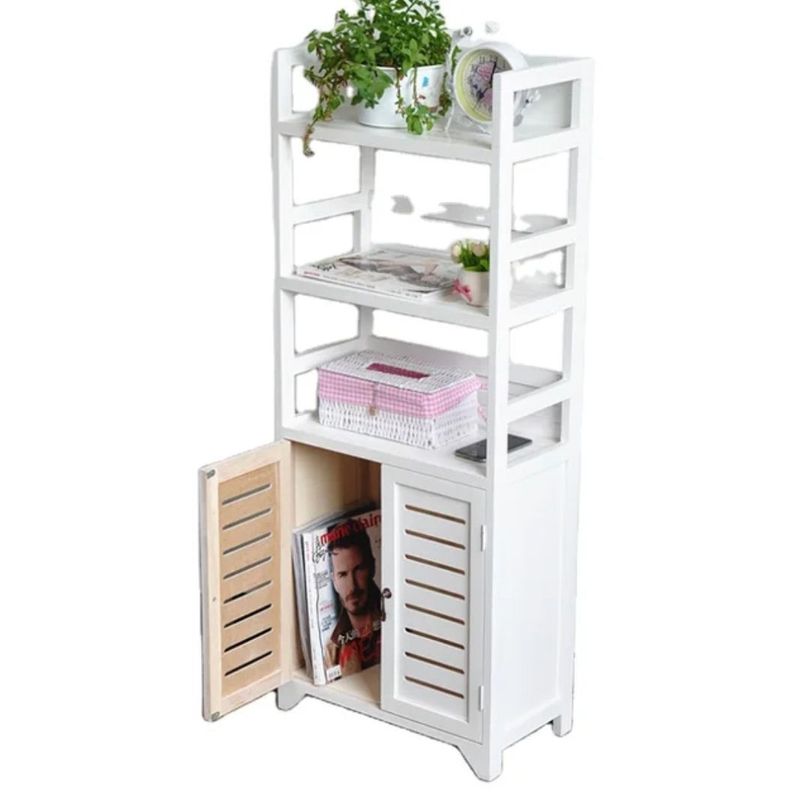  MUEBLE ESTANTE DE MADERA BLANCO DECAPADO-0