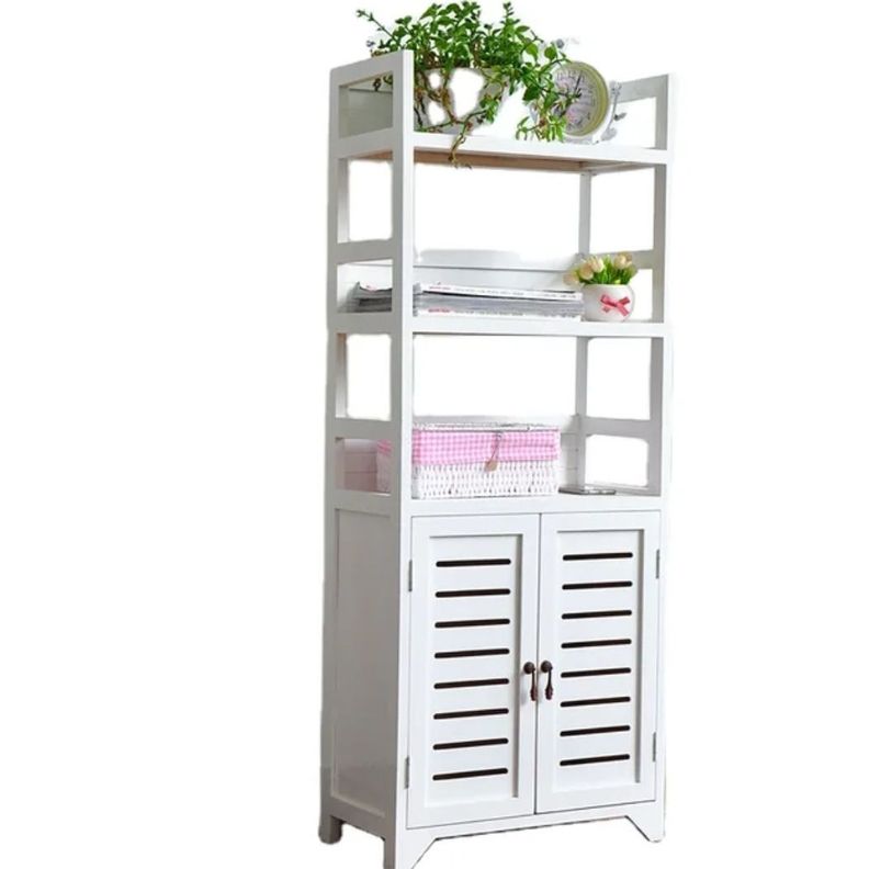  MUEBLE ESTANTE DE MADERA BLANCO DECAPADO-1