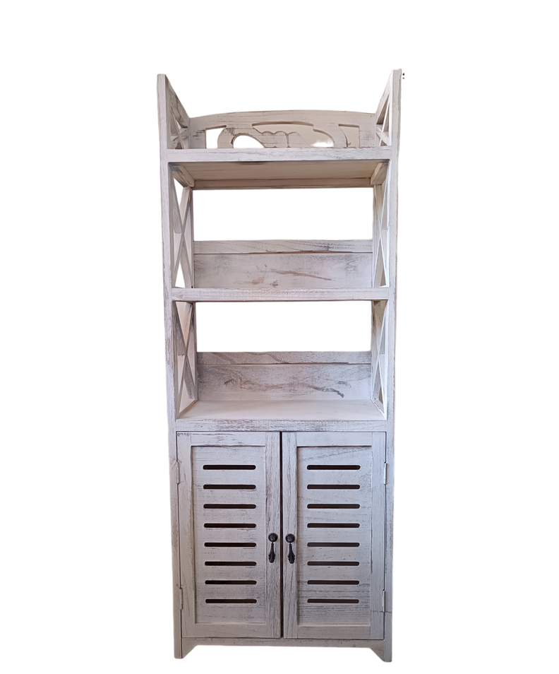  MUEBLE ESTANTE DE MADERA BLANCO DECAPADO-2