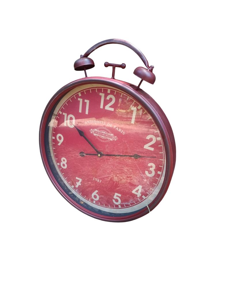 RELOJ PARED METAL VINTAGE ROJO-1