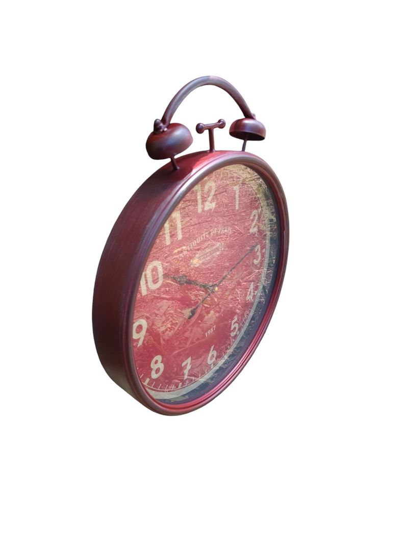RELOJ PARED METAL VINTAGE ROJO-2